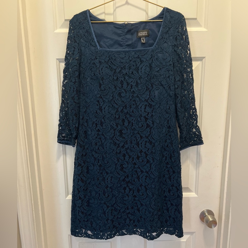 Adrianna Papell Deep Blue Lace Dress